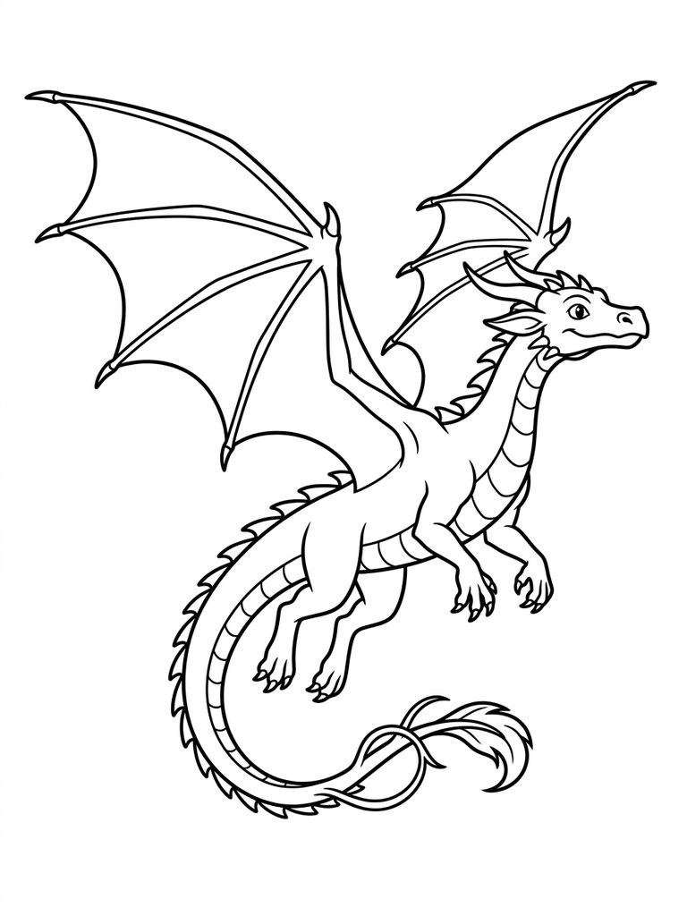 Majestic Flying Dragon / Soaring Dragon Coloring Page