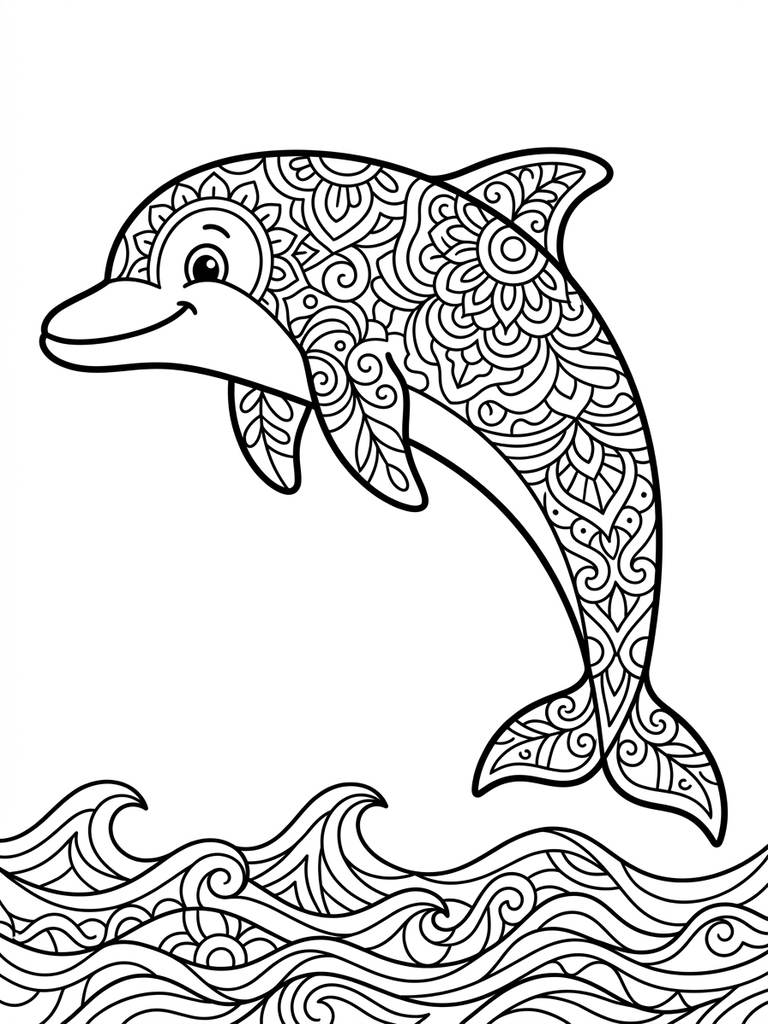 Mandala Dolphin Coloring Page