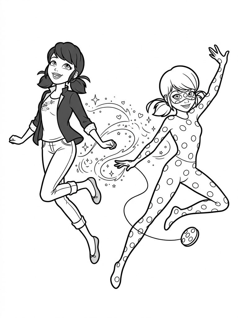 Marinette Dupain-Cheng / Ladybug Transformation Coloring Page