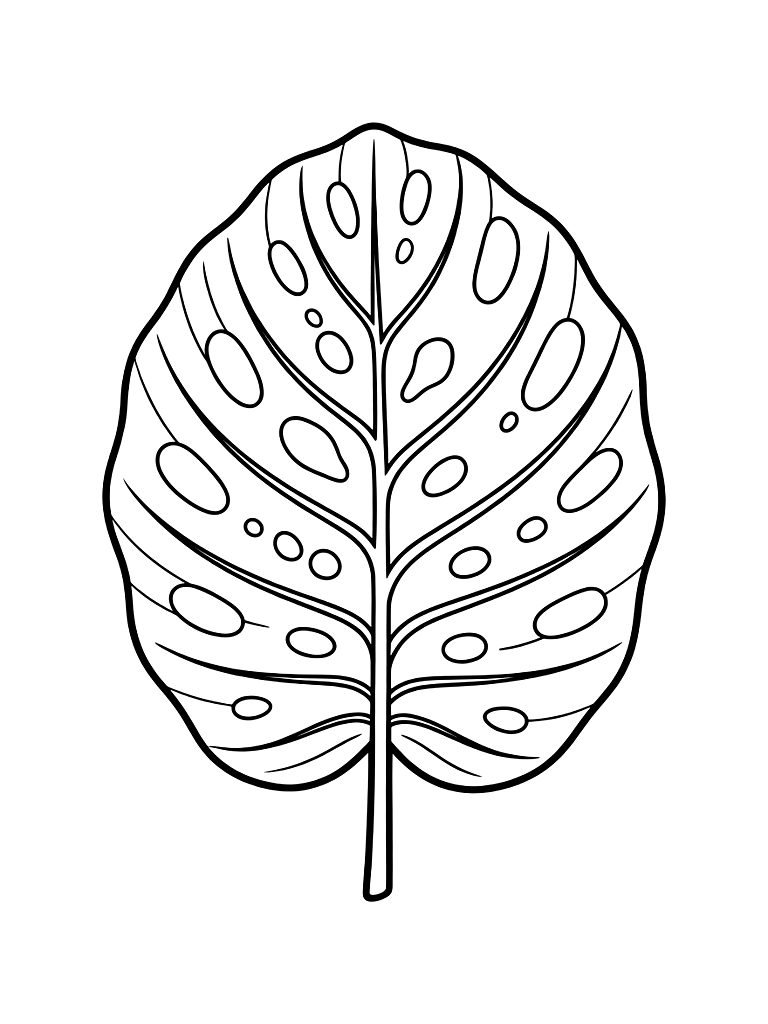 Massive Calathea Leaf With Its Unique Rattlesnake Pattern Of Dark And Light Green Spots Coloring Page