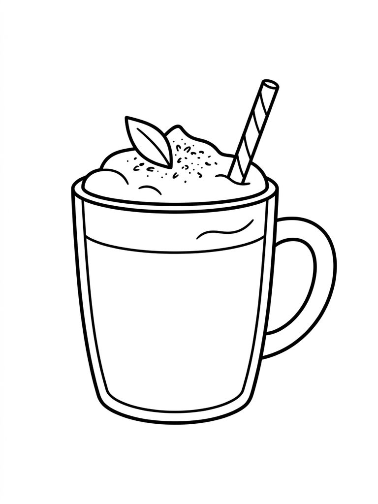 Matcha Green Tea Latte coloring page — free printable for kids and adults