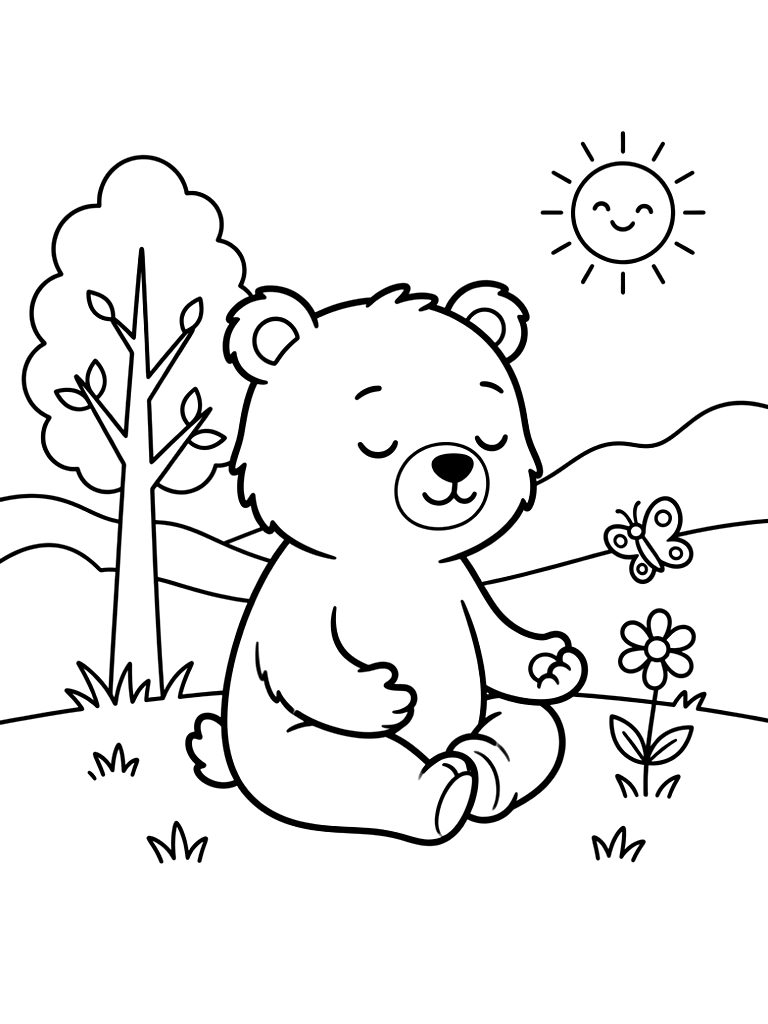 Mental Health Awareness Calm Nature Scenes coloring page — free printable for kids and adults