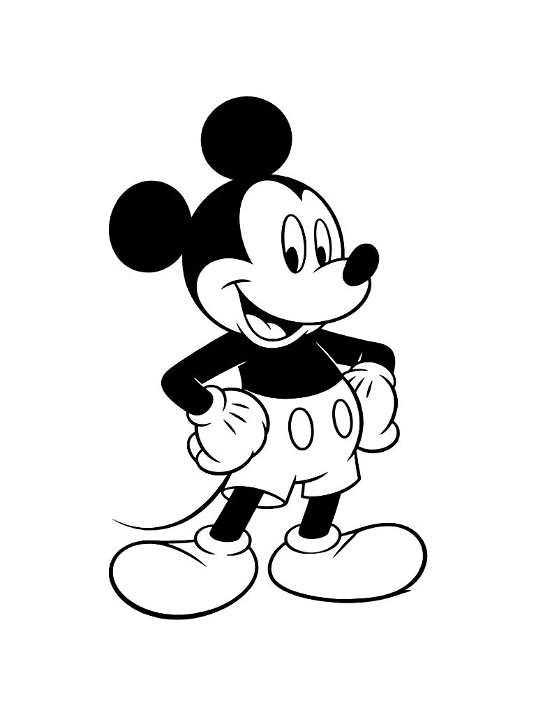 Mickey Mouse Classic Pose Coloring Page