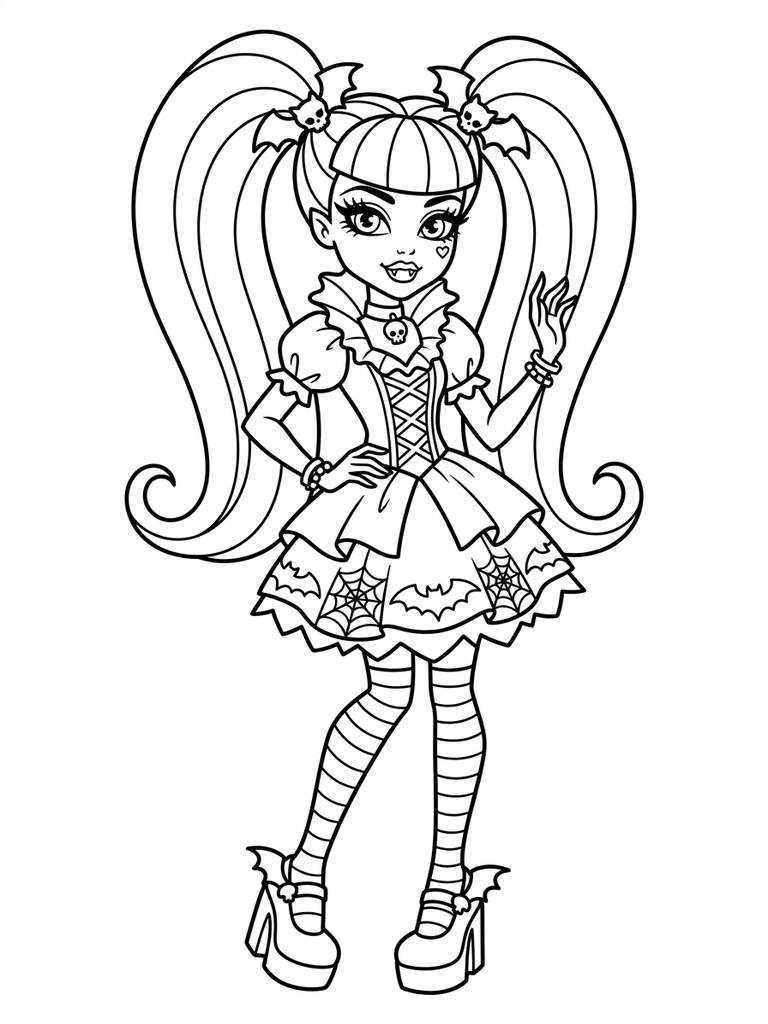 Monster High Character In Gothic Fashion Coloring Page