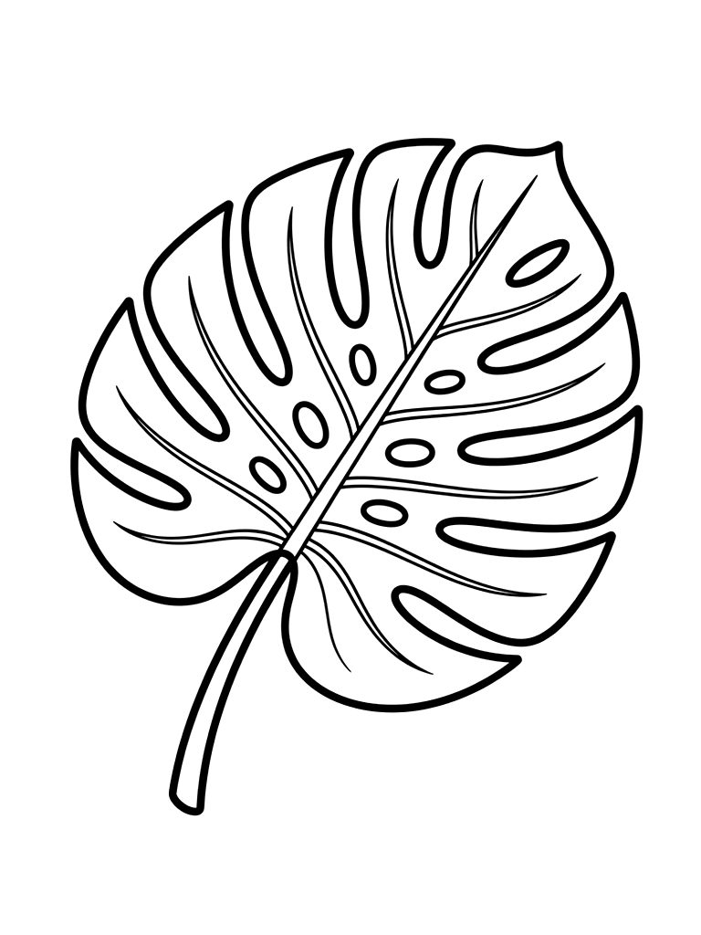 Monstera Deliciosa Leaf Coloring Page