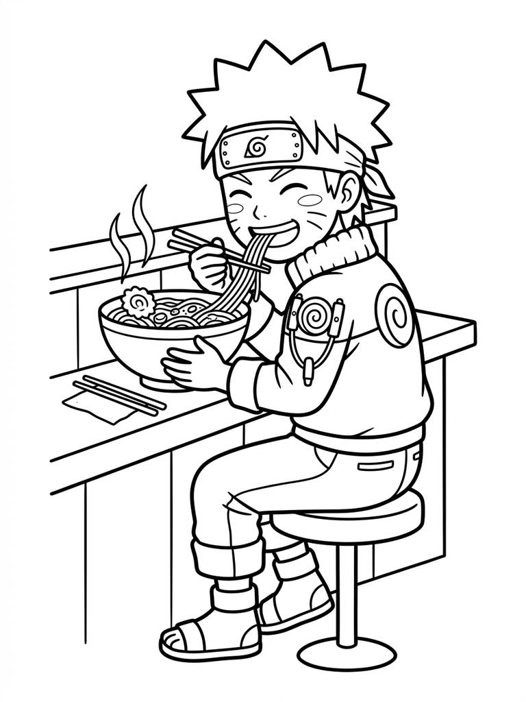 Naruto Eating Ramen Coloring Page