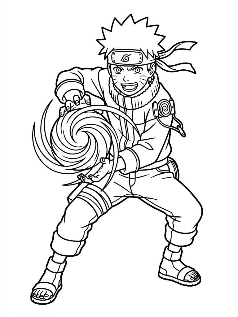 Naruto Uzumaki Iconic Pose / Rasengan Coloring Page