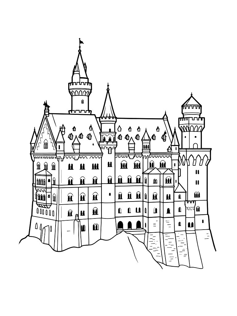Neuschwanstein Castle Coloring Page