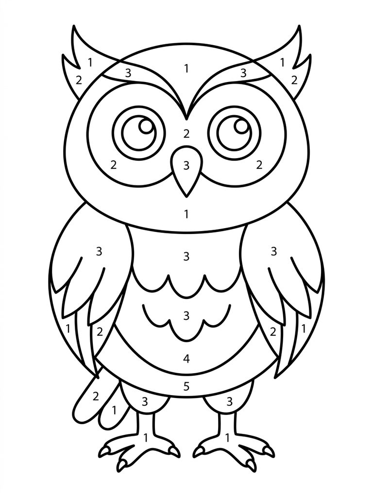 Owl Color By Number Coloring Page