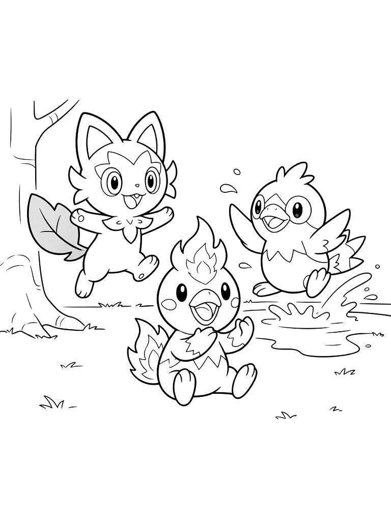 Paldea Starter Pokemon Sprigatito Coloring Page