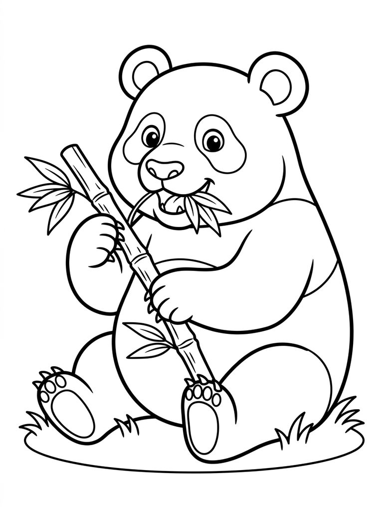 Panda Eating Bamboo Coloring Page