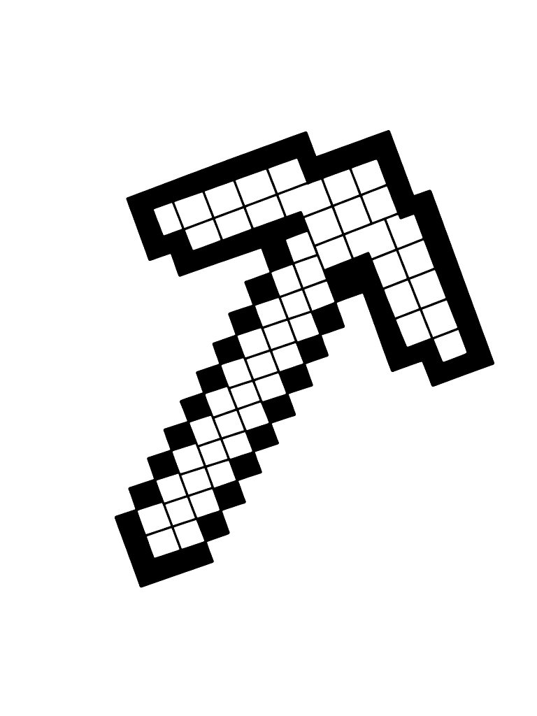 Pixelated Diamond Pickaxe Coloring Page