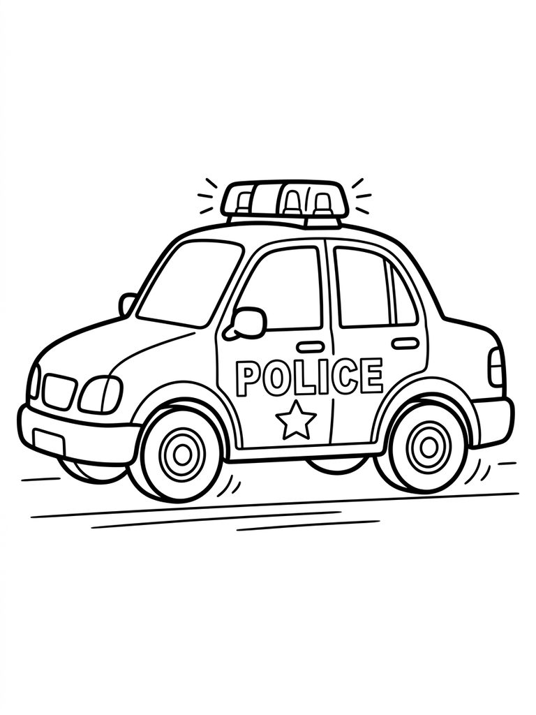 Police Car On Patrol Coloring Page