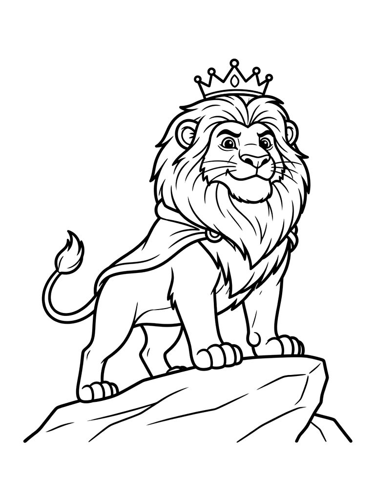 Proud Lion King Standing On A Rock Surveying The Savanna Coloring Page