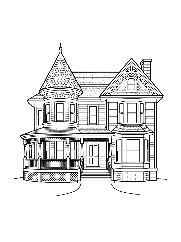 Queen Anne House Coloring Page
