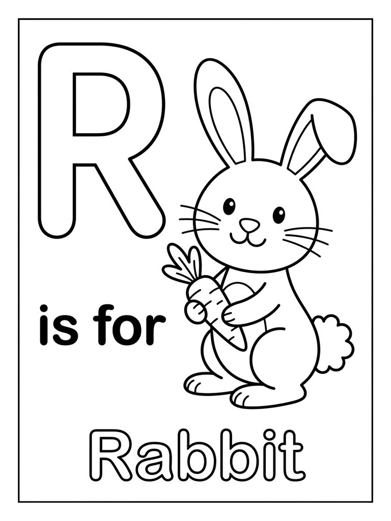 R Is For Rabbit Coloring Page