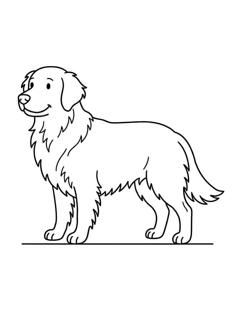 Realistic Dog Coloring Page line art