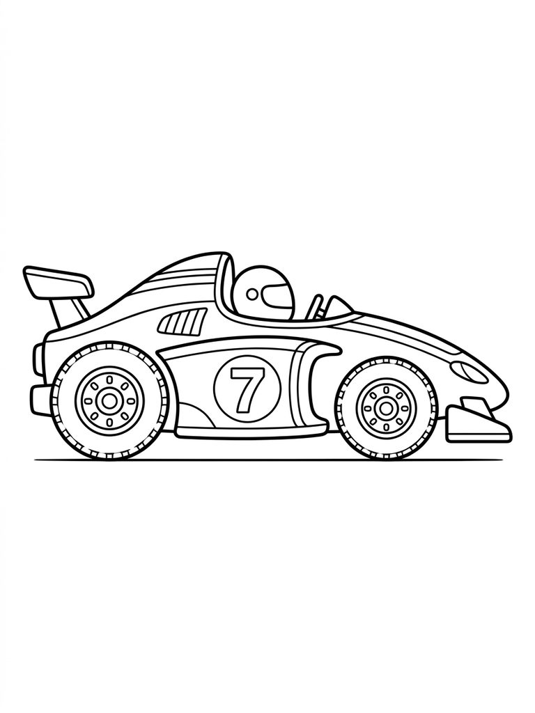 Red Race Car With Number Coloring Page