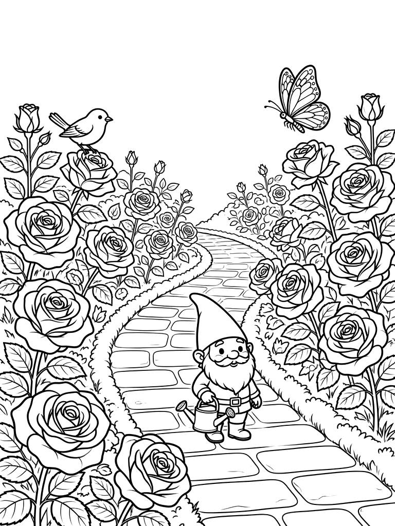 Rose Garden Path Coloring Page