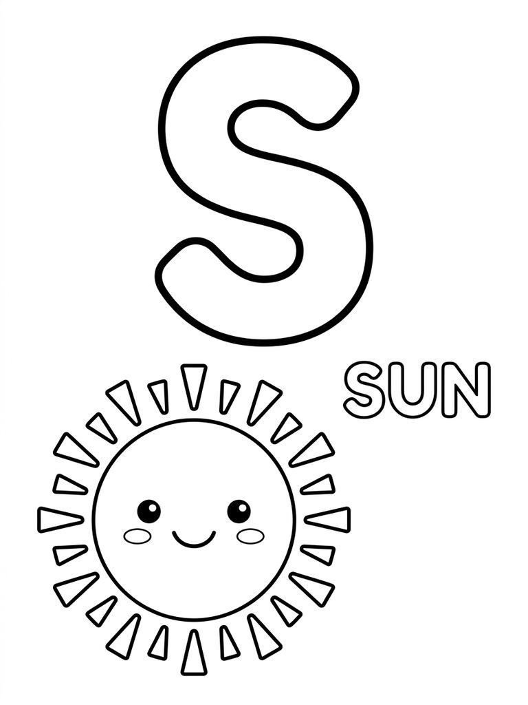 S Is For Sun Coloring Page