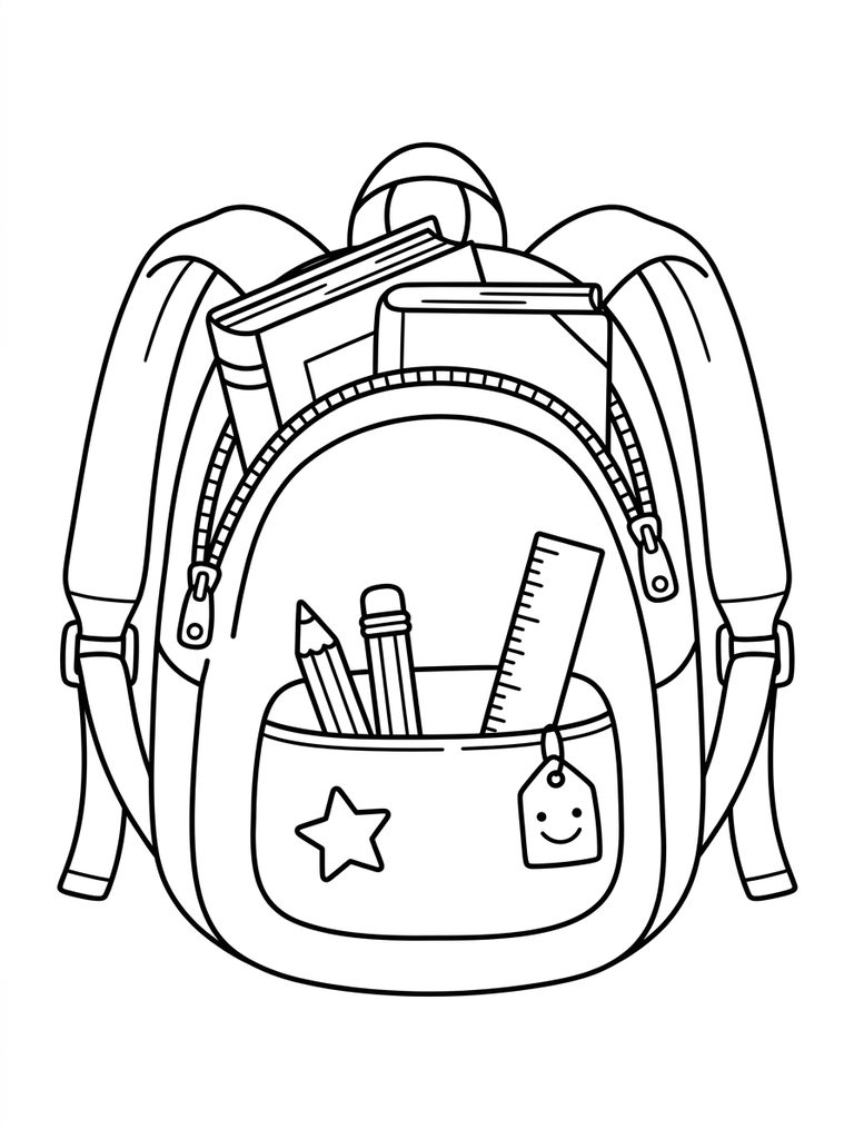 School Backpack With Pencils Coloring Page
