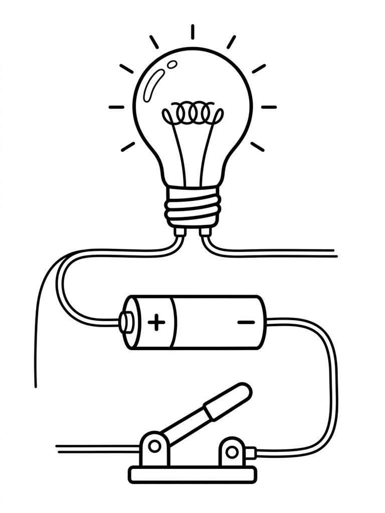 Simple Circuit With Light Bulb Coloring Page