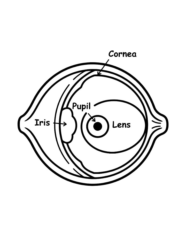 Simplified Diagram Of The Human Eye Showing The Iris Coloring Page
