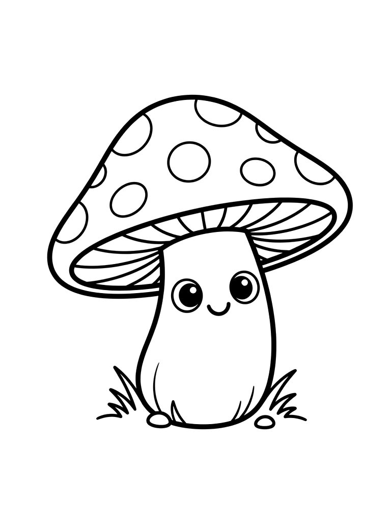 Single Spotted Toadstool Coloring Page