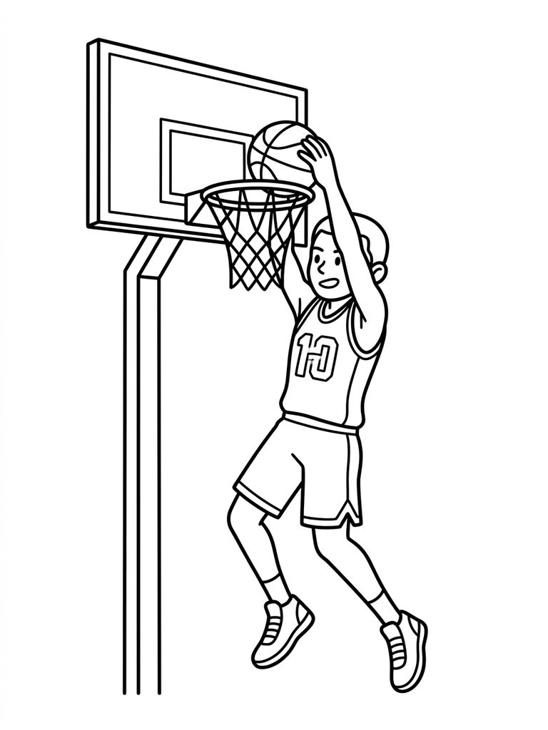 Slam Dunk On Hoop Coloring Page