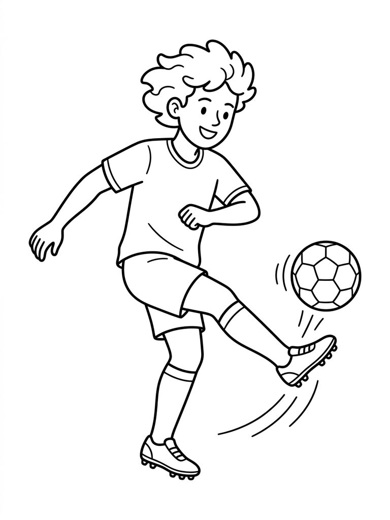 Soccer Player Kicking Ball Coloring Page