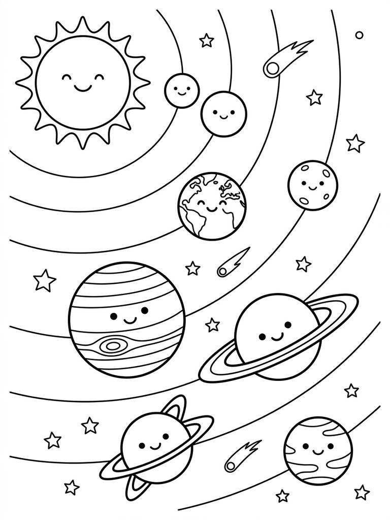 Solar System Planets Coloring Page