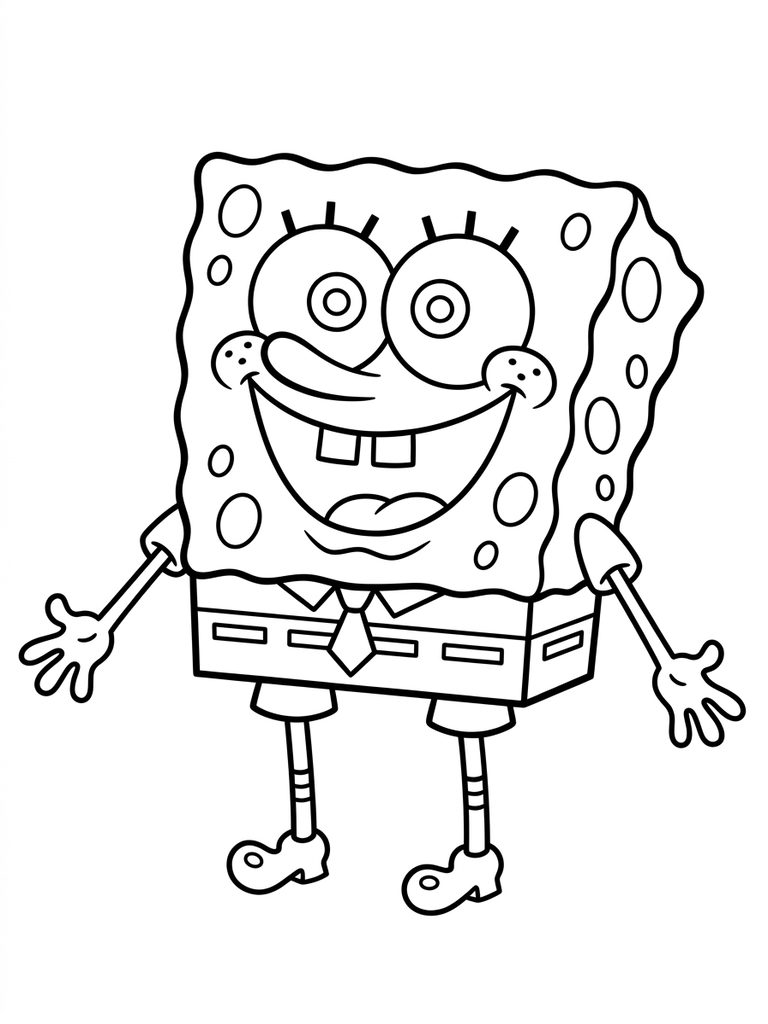 SpongeBob Happy Face / Big Smile Pose Coloring Page