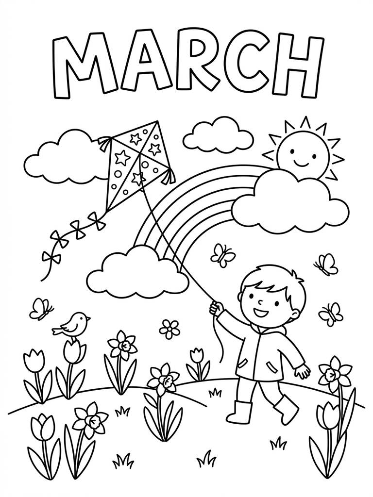 Spring Coloring Page March
