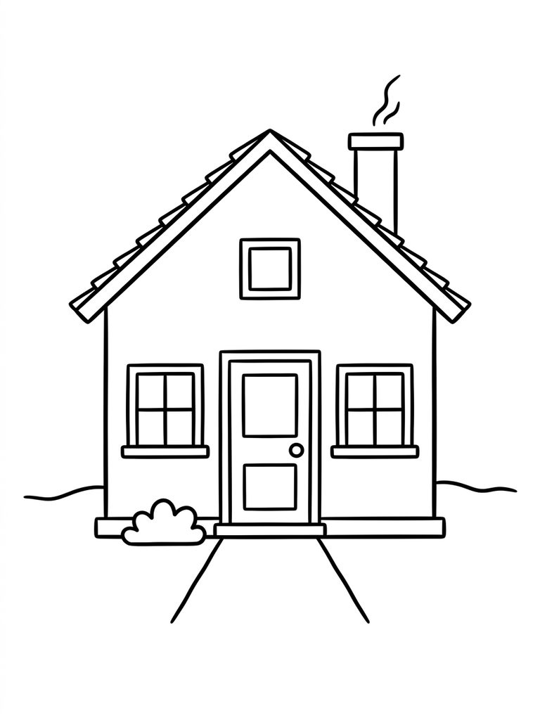 Square House Coloring Page