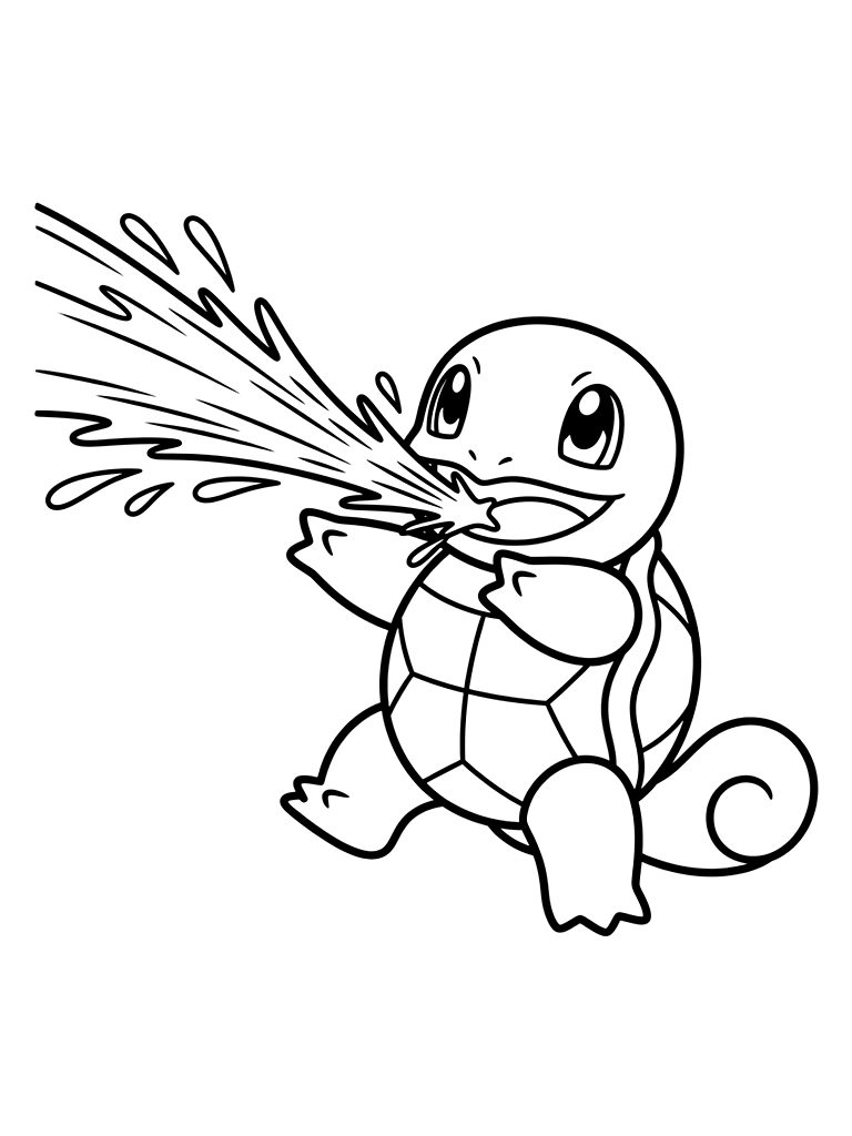 Squirtle With Water Gun Coloring Page