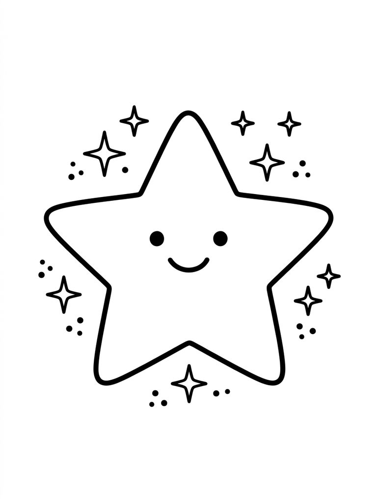 Star With Sparkles Coloring Page