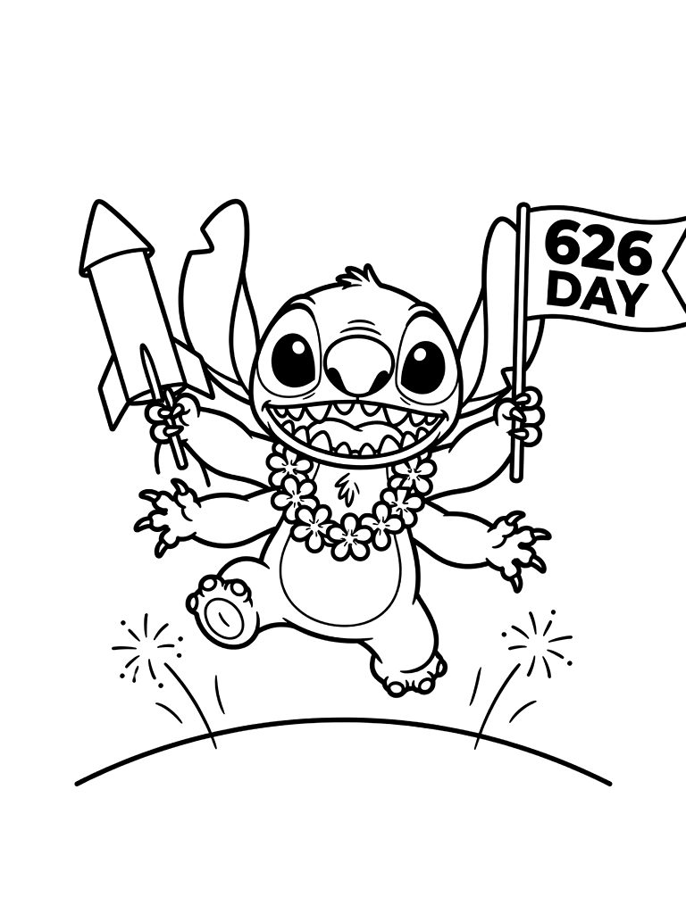 Stitch 626 Day Special Edition coloring page — free printable for kids and adults