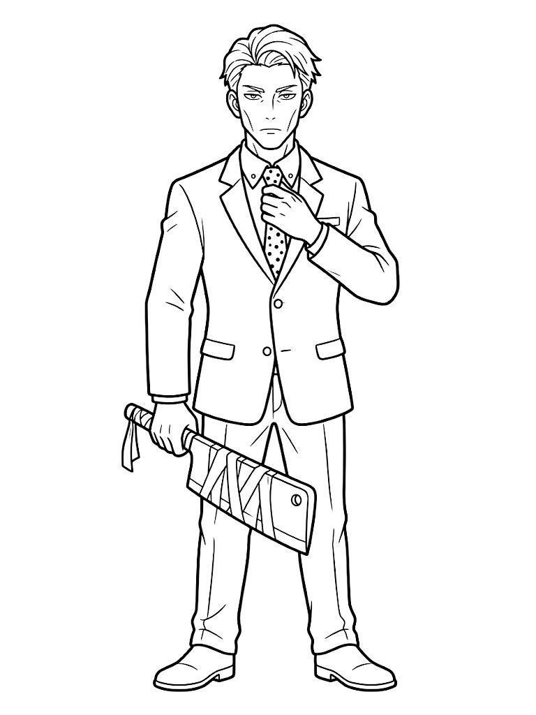 Stoic Kento Nanami Adjusting His Signature Spotted Tie And Gripping His Wrapped Cleaver Weapon Just As Overtime Begins coloring page — free printable for kids and adults