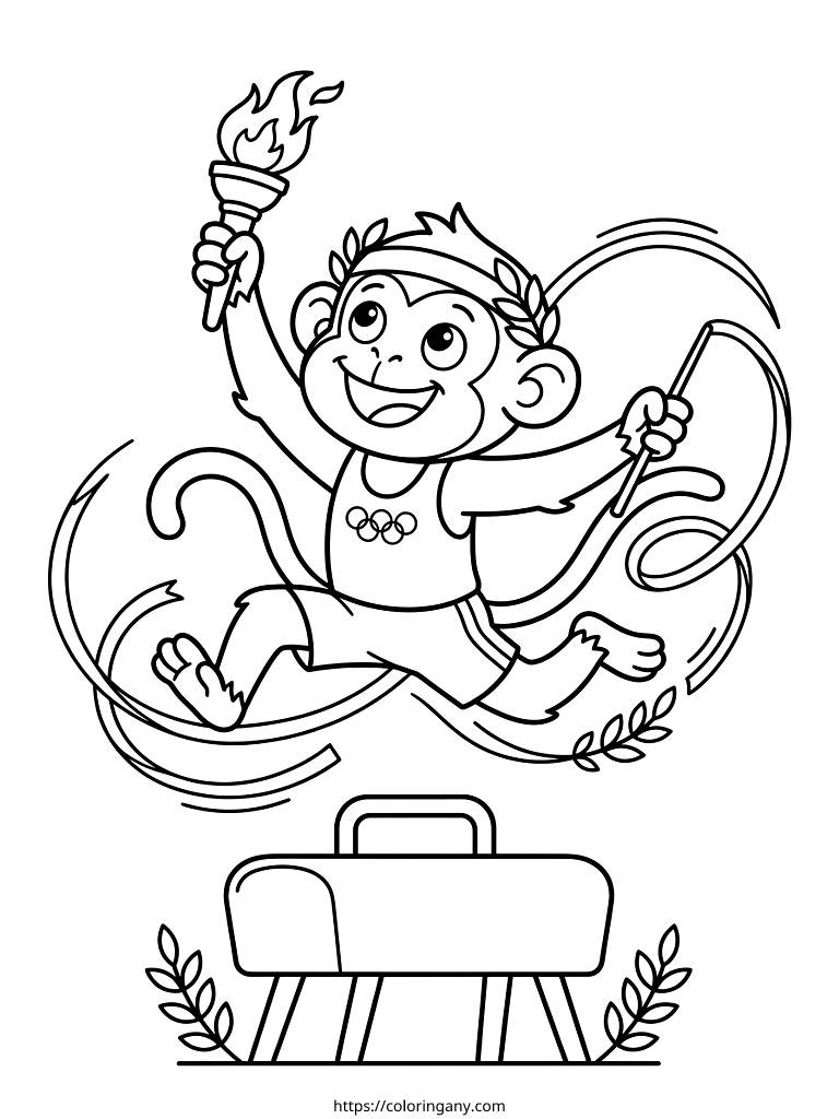 Summer Olympics & Gymnastics Spirit Coloring Page