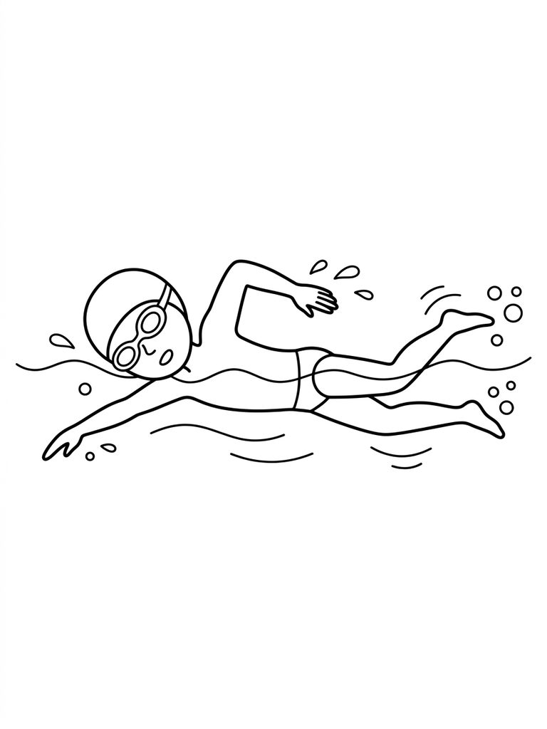 Swimming Freestyle Stroke Coloring Page