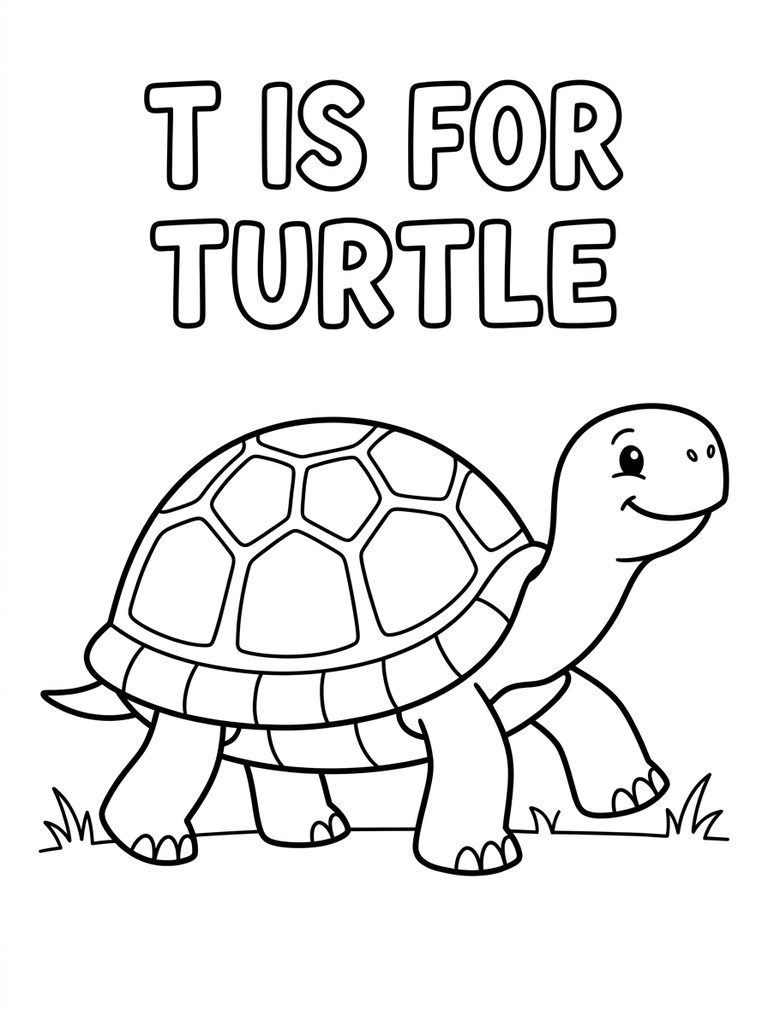T Is For Turtle Coloring Page
