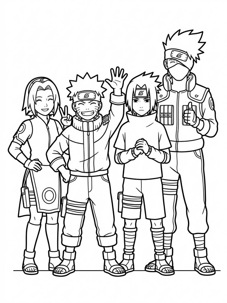 Team 7 Group (Naruto Coloring Page