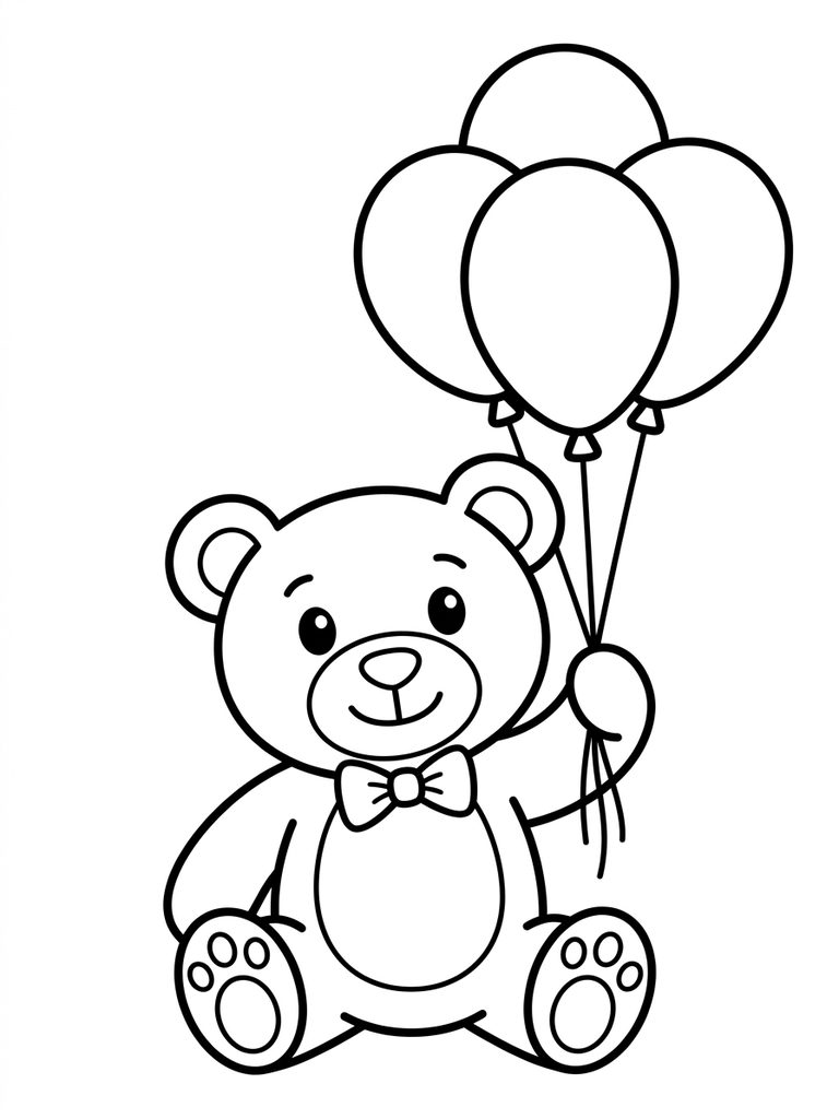 Teddy Bear With Balloons Coloring Page