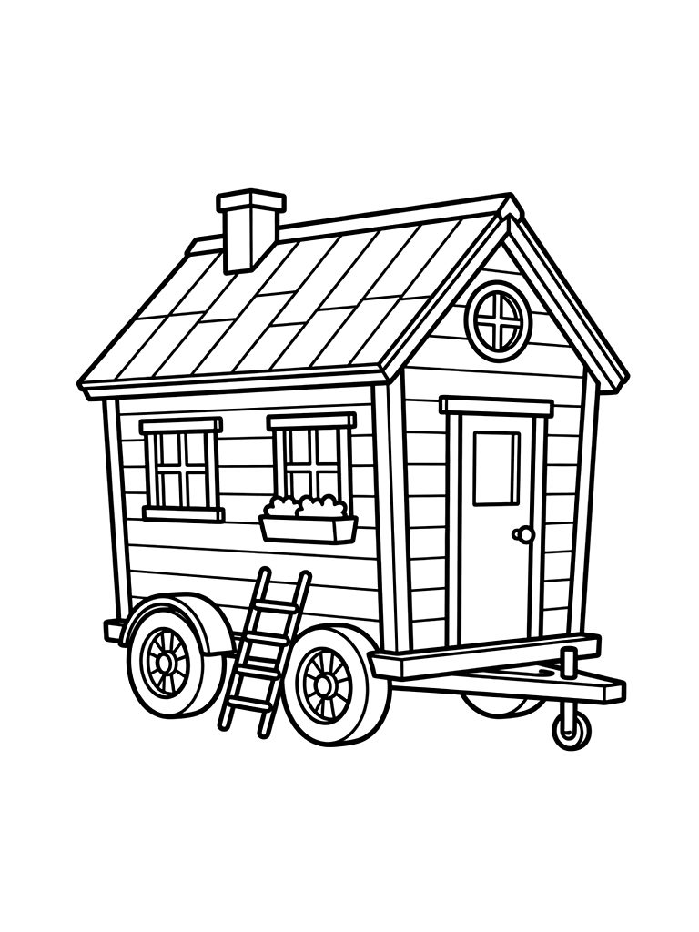 Tiny House On Wheels Coloring Page