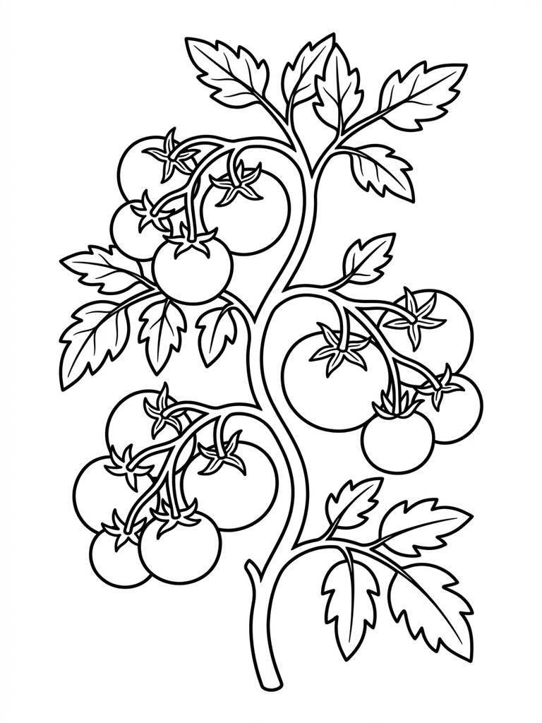 Tomato On Vine Coloring Page