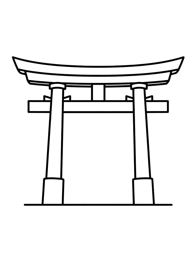 Torii Gate At Sunset Coloring Page