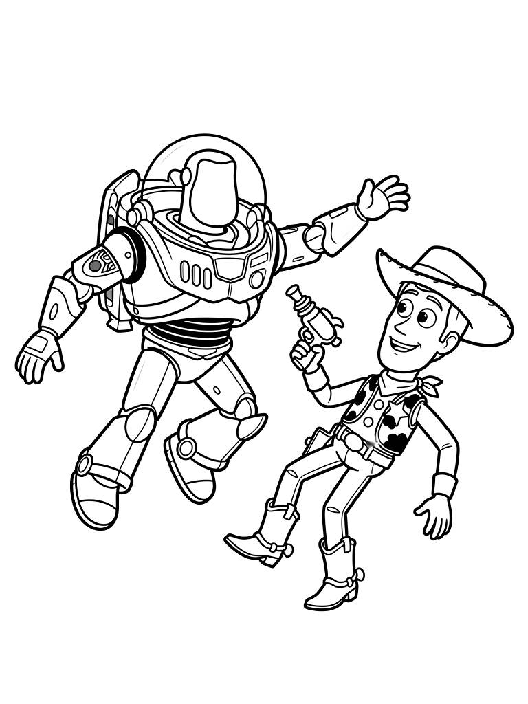 Toy Story 5 Characters And Space Rangers Coloring Page