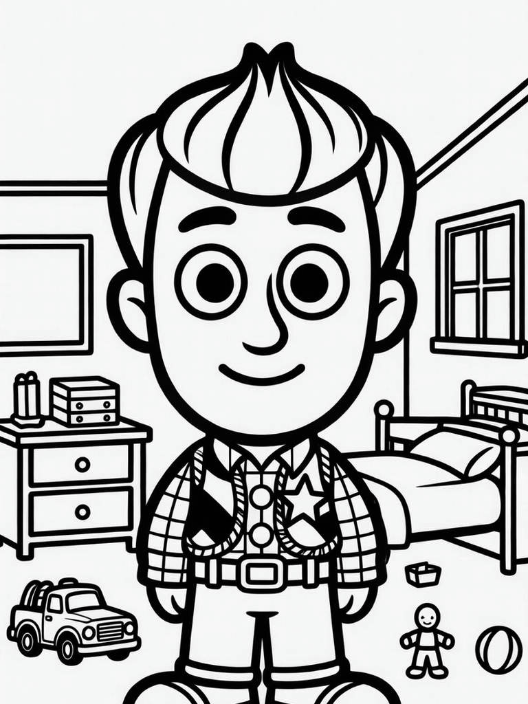 Toy Story Andy's Room Scene Coloring Page