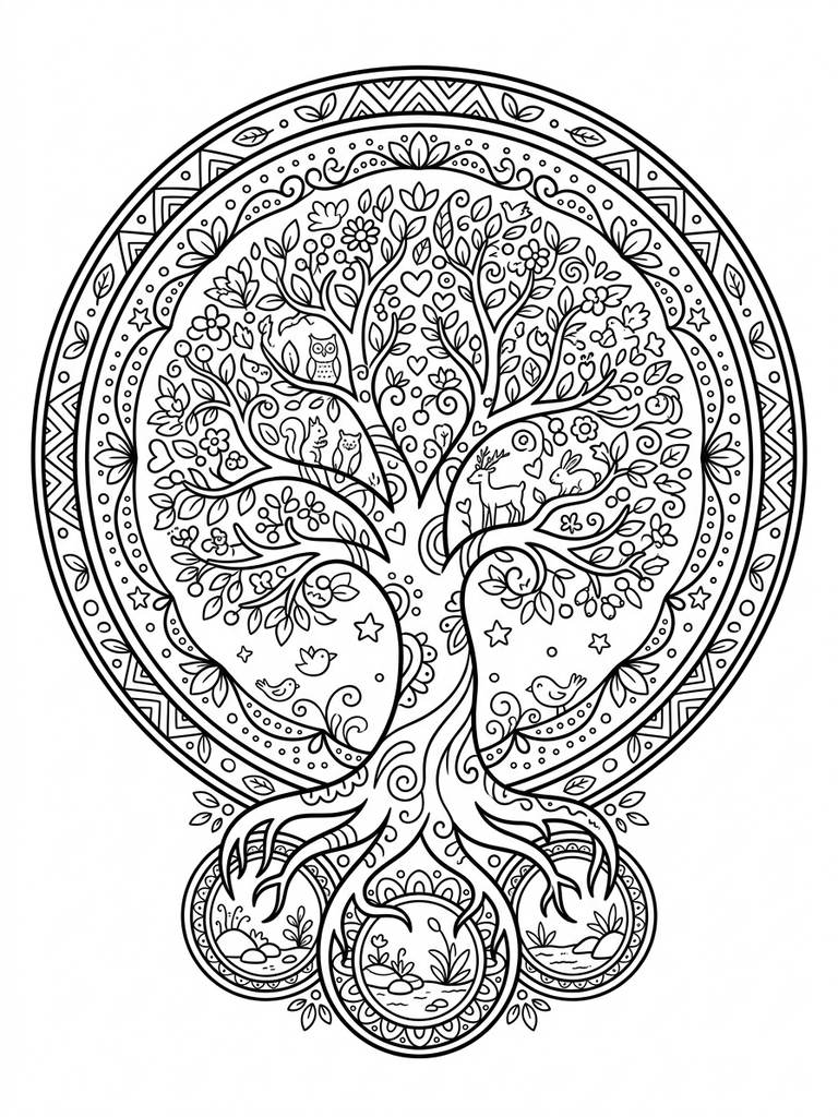 Tree Of Life Mandala Coloring Page