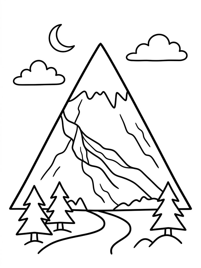 Triangle Mountain coloring page — free printable for kids and adults